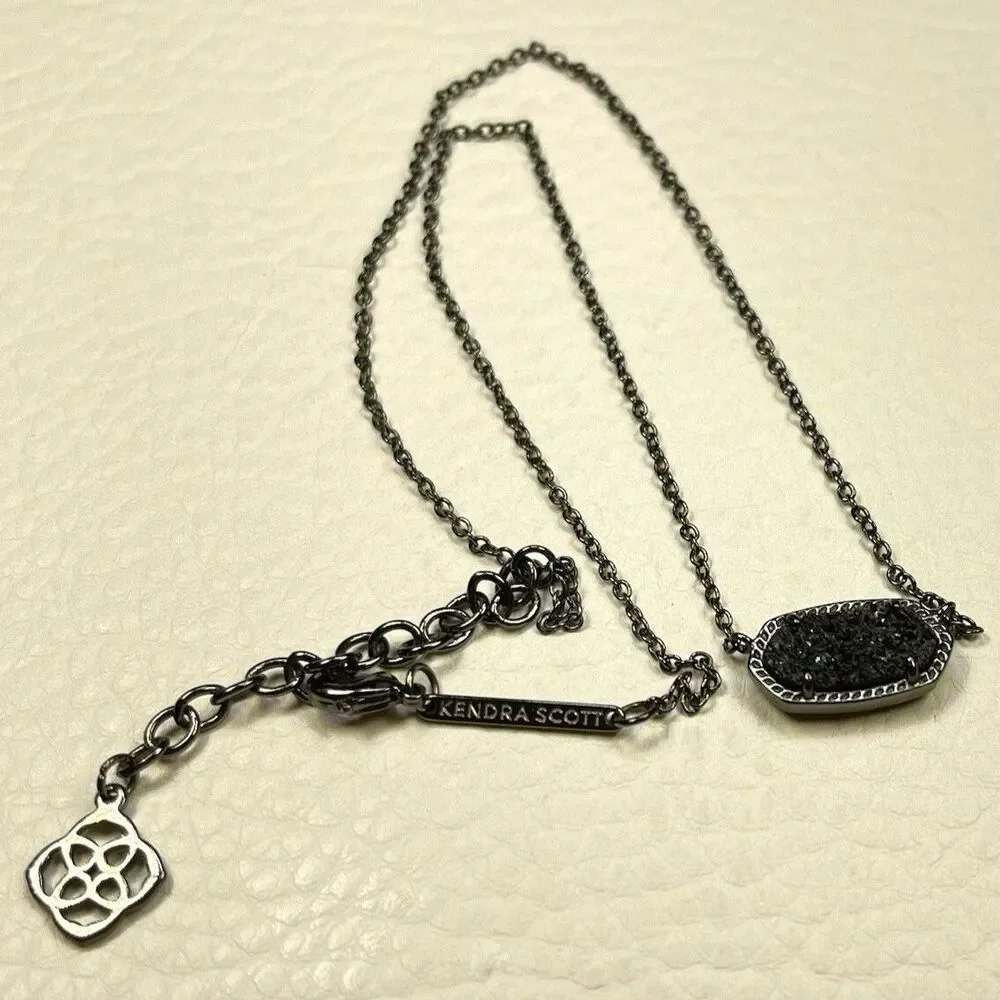 NWOT Kendra Scott “Elisa” Gunmetal Black Drusy Necklace
